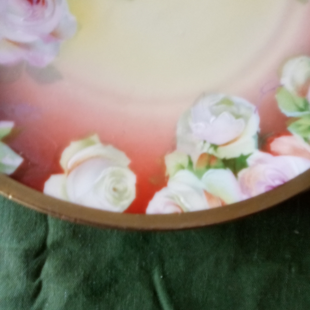 Pink Roses Austria Hand-painted Signed Plate with Gold Rim - Picture 5 of 6